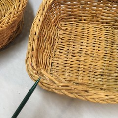 Wicker Basket Set Home Decor Small Tan Round & Square Cottagecore Farmhouse Boho
