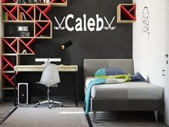 BOYS NAME HOCKEY Sticks Sports Vinyl Sticker Wall Decal Bedroom Decor