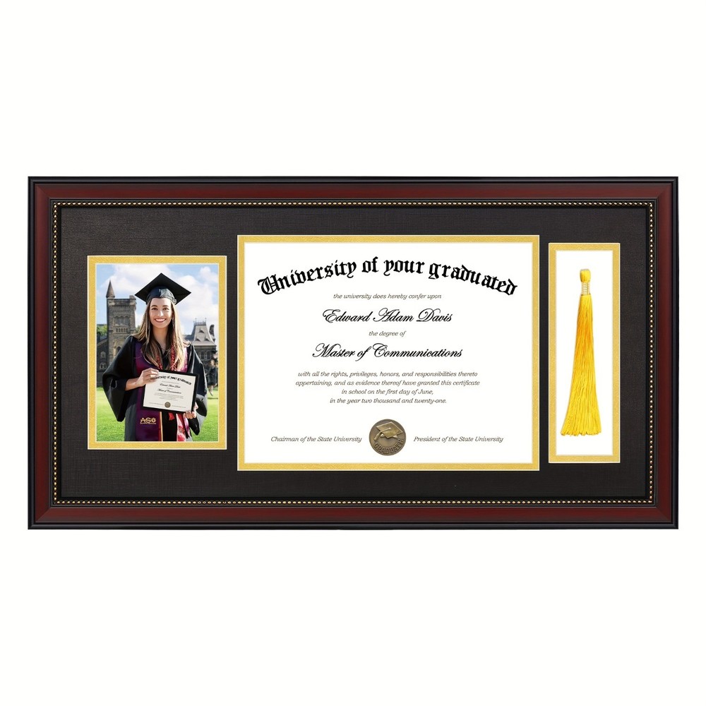11×22 Frame with Tassel Holder for 8.5×11 Certificate and 5×7 Photo with Mat