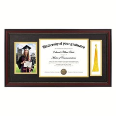 11×22 Frame with Tassel Holder for 8.5×11 Certificate and 5×7 Photo with Mat