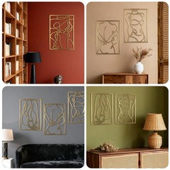 4 PCS Metal Wall Art Decor Minimalist Abstract Gold Female Body 17×11.8 Inch
