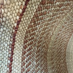 Patterned Woven Basket 12″ Organic, Rustic Organizing -Auburn Stripe Iringa