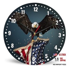 America Flag Eagle Wall Clocks,Patriotic Bald Eagle Wall Clock Usa Flag