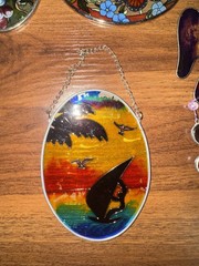 Beautiful Stained Glass Suncatcher Lot – 5 Pieces, Butterfly, Fruit, & More