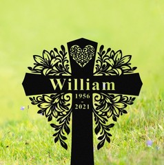 Personalized Memorial Cross Stake Custom Grave Marker Garden Sympathy Gift
