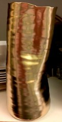 ART VASE, asymmetrical, ceramic, semi-gloss gold, grey interior, Add, COLLECT!