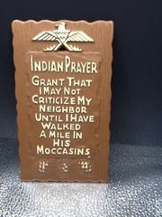 Vintage Indian Prayer Wall Plaque Grant I May Not Criticize Neighbor Moccasins
