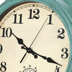 Vintage 12″ Indoor/Outdoor Water Resistant Retro Wall Clock with Thermometer