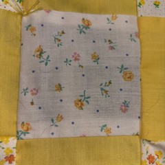 Sunny Yellow Patchwork Hap/Throw Approx 38”x42”
