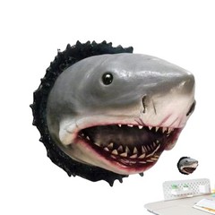 Resin Shark Head Wall Sculpture Decoration Scary Shark Head Ornament for Wall