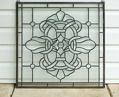 Handcrafted stained glass Clear Beveled window panel 24″ x 24″