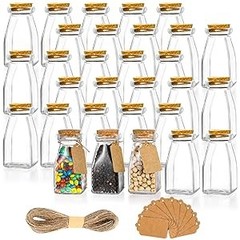 30 Pa Glass Favor Jars with Cork Lids, 4 OZ Clear Small Candy