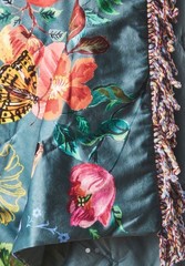 NEW Anthropologie Nathalie Lete Turquoise Velvet Floral Throw Blanket 50″x60”