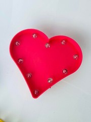 Pink Marquee 3D Light Heart Love Sign, Decorative Light Battery Operated 8×8″