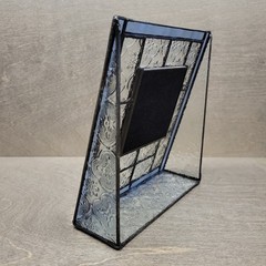 J. Devlin Stained Glass Leaded Frame For 3×3″ Square Photo Blue Free Standing