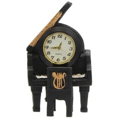 Retro Miniature 2-1/2″ Resin Grand Piano with Quartz Clock