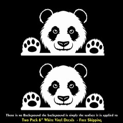 Cute Panda Bear Peeking Two Pack 6″ White Vinyl Decals Car Any Flat Surface