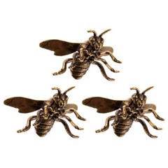 3x Retro Brass Bee Statue Home Desktop Decoration Small Brass Bee-shape Figurine