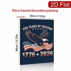 Freedom Eagle 1776-2026 Framed Canvas, USA Independence Patriotic Decor