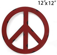 Patriotic American Flag Metal Peace Sign- Metal Treasured Red Peace Sign