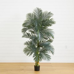 6.5’ Artificial Triple Trunk Golden Cane Palm Tree