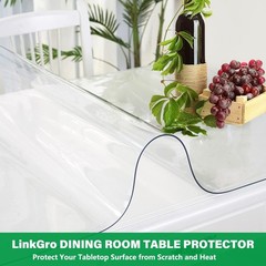 Waterproof Dining Table Cover – Protector Roll Heat Resistant Clear Vinyl Tab…