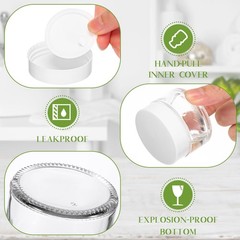 Domensi 60 Pcs 1oz Glass Jars with Lids Bulk Salve Tins Clear, White Lid