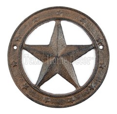 Cast Iron Texas Star With Ring Western Barn Decor Rustic Antique Style 6.25″