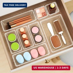 12PCS Drawer Organizer Set Clear Storage Trays Makeup Office Bathroom