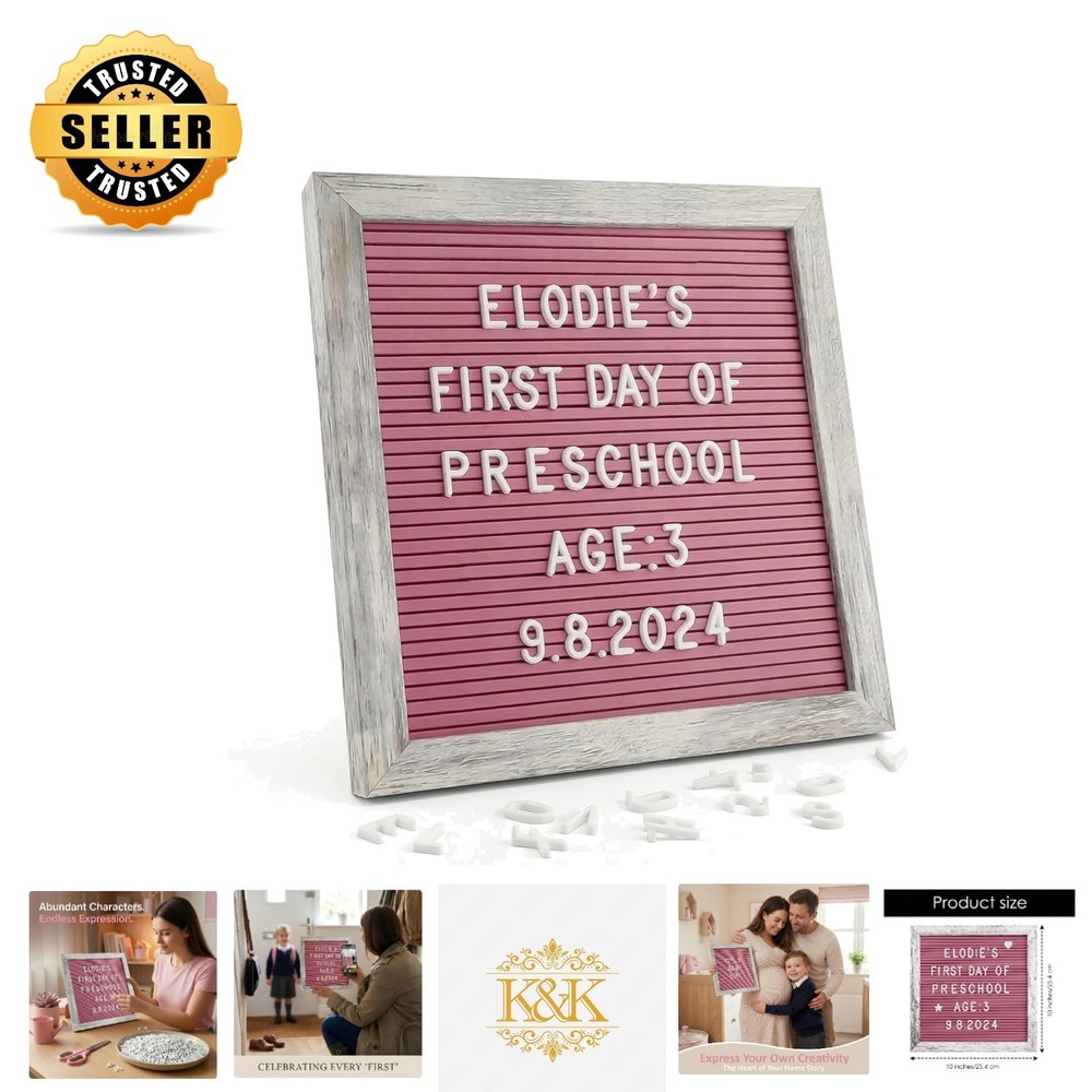 Customizable Rustic Pink Felt Letter Board – Perfect for Home & Office Decor