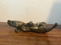 Antique Vintage English Solid Brass Bronze FOX Figurine – 9″