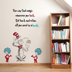 Inspirational Quotes Art Stickers – All You Need Is a Book Reading Room Decal…