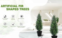 Two 2FT Tall Artificial Evergreen Trees, Beautiful and Realistic Human-Potted