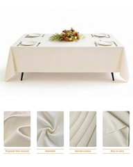 Goodluck 2 Pack Ivory Rectangular Tablecloth 60 x 102 Inch, Washable Table Co…