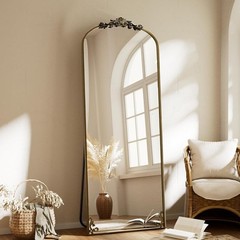 21″x64″ Vintage Arched Full Length Mirror Antique Carved Floor Mirror Bronze