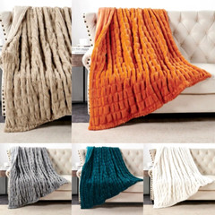 Stretchy Faux Fur Throw Blanket Luxurious Soft Warm Reversible Micromink Blanket