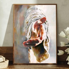 Jesus Reaching Hand Canvas Wall Art Christian Faith Inspirational Decor