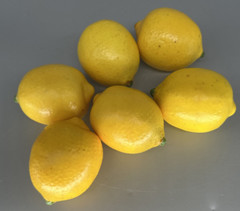lot of 6 realistic plastic yellow lemons length 3 in