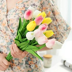 10Pcs Artificial Tulips Latex Fake Flower Bouquet Real Touch Wedding Party Decor