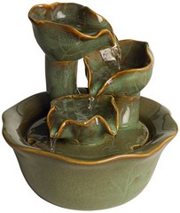 Organic Water Lily Modern Zen Cascading Indoor Tabletop Water Fountain 8″ Table