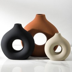 Vanselia Ceramic Vase Home Table Decor – Flower Large, Medium, Small, Rust