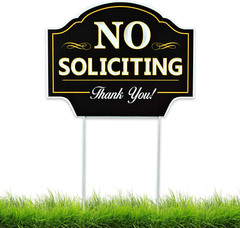 No Soliciting Sign for House Yard 11.5×9 Coroplast with Metal H-Stake Durable