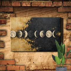 Moon Phase Golden Moon Canvas Painting Wall Art Decor Picture