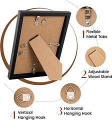 5X7 Picture Frames Set of 3 with Mat to Display 4X6 Picture,Plastic Black Photo