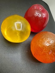 Assorted Fruit, Pear, Apple, Orange, Artglass 3 count.. Paperweight