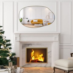 Irregular Wall Mirror, 33.5″x20.5″ Asymmetrical Frameless Decorative Mirror, …