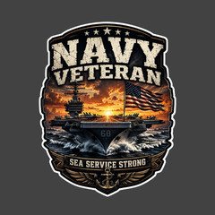 Navy Veteran Sticker Vinyl Decal Sea Service Strong Aircraft Carrier Military