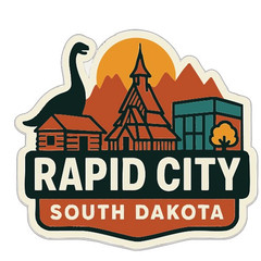 Rapid City South Dakota Sticker Decal Vinyl Die-Cut City Skyline Landmark Design