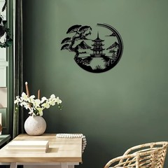11.8 Inch Bonsai Tree Torii Gate Metal Wall Art Japanese Style Home Decor