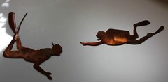 Scuba Diver Pair (2 Pieces) – Metal Wall Art – Copper Size Varies Per Piece